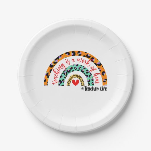 Teacher Art Teaching Is A Work Of Heart Papieren Bordje (Voorkant)