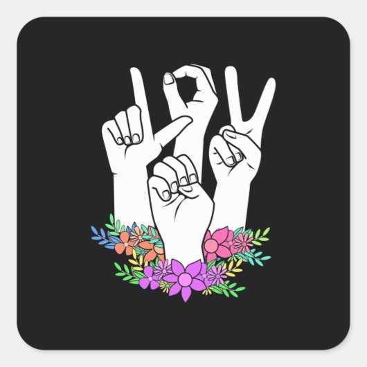 Teacher ASL Hand Sign Vierkante Sticker (Voorkant)