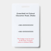 Teacher Badge | Assistant ID – School Staff (Back)