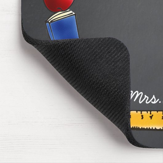 Teacher Book Stack met Apple Chalkboard Monogram Muismat (Hoek)