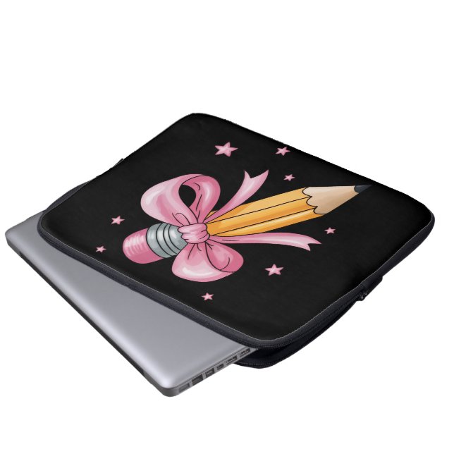 Teacher Bow Pencil Teaching Life Appreciation Gift Laptop Sleeve (Voorkant onderkant)