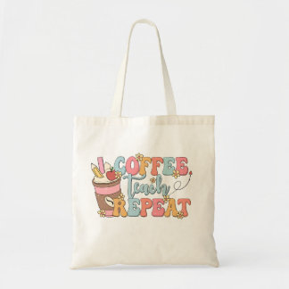 Teacher Canvas tas, Teach Coffee Herhaal Trendy Ta Tote Bag