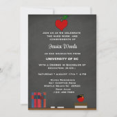 Teacher Chalkboard Heart Afstuderen Invitation Kaart (Voorkant)