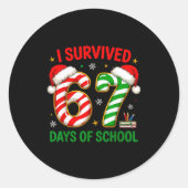 Teacher Christmas Funny Meme I Survived 67 Days Of Ronde Sticker (Voorkant)