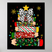 Teacher Christmas Tree Lights Pencil Leopard Print (Voorkant)