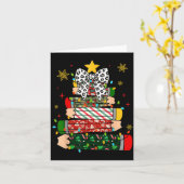 Teacher Christmas Tree Lights Pencil Leopard Print Kaart (Gele Bloem)