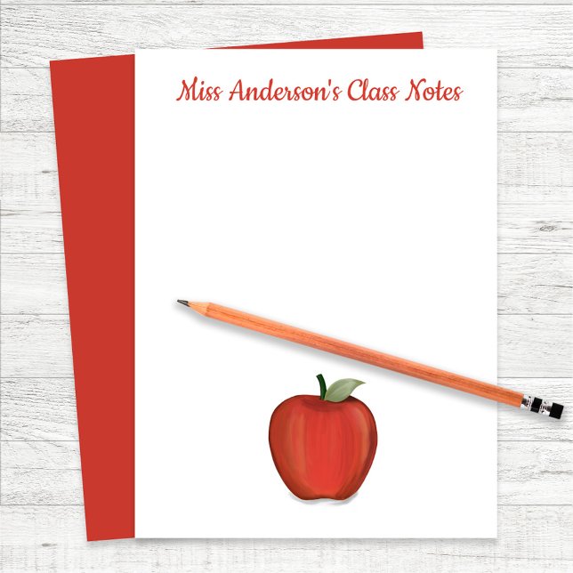 Teacher Classroom Schattige Gepersonaliseerd Briefhoofd (Red apple custom teacher paper sheets. Perfect for any classroom.)
