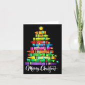 Teacher Crayon Merry Christmas Tree Lights School Kaart (Voorkant)