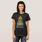Teacher Crayon Merry Christmas Tree Lights School T-shirt (Voorkant volledig)