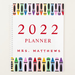 Teacher Cute Couleur Crayon 2022 Planificateur