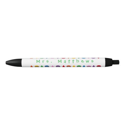 Teacher Cute Couleur Crayon Monogramme Vert Stylo (Devant)