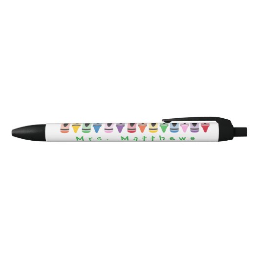 Teacher Cute Couleur Crayon Monogramme Vert Stylo (Haut)
