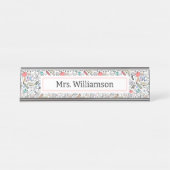 Teacher Doodle Icon Fun Bureau Naambordje (Voorkant)