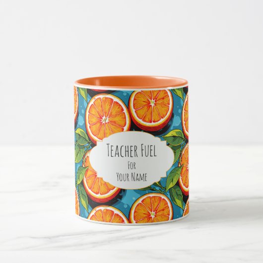 Teacher Fuel Orange – Personalized Coffee Mug (Centre)