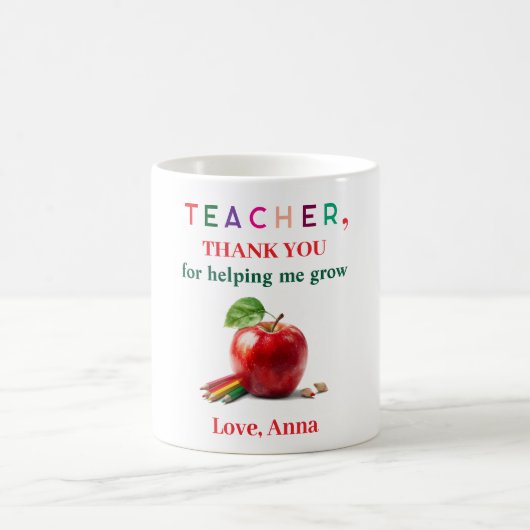 Teacher Gift – Apple Mug with Thank You Message (Centre)