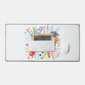 Teacher Gift Custom Waterverf Terug naar School Bureaumat (Keyboard & Muis)