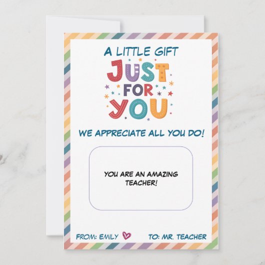 Teacher Gift Kaart Holder alleen voor jou waarderi (Voorkant)