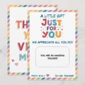 Teacher Gift Kaart Holder alleen voor jou waarderi (Voorkant / Achterkant)