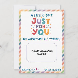 Teacher Gift Kaart Holder alleen voor jou waarderi