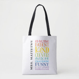 TEACHER GIFT - kleurrijke regenboog die de woordst Draagtas