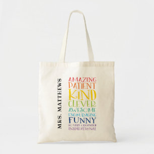 TEACHER GIFT - kleurrijke regenboog die de woordst Tote Bag