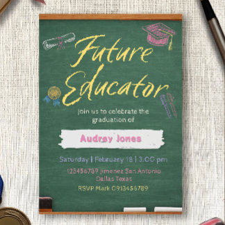 Teacher Graduation Invitation Kaart