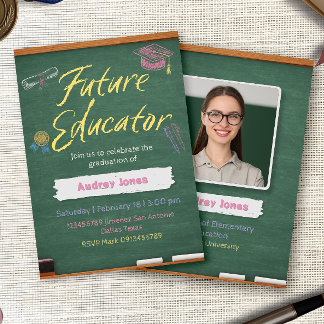 Teacher Graduation Invitation with Photo Kaart