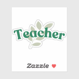 Teacher Green Leaf Sticker