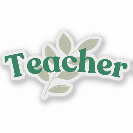 Teacher Green Leaf Sticker (Voorkant)