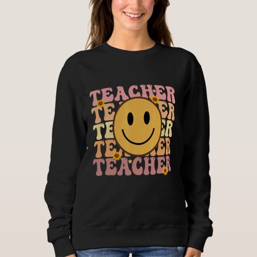 Teacher Groovy Retro Hippie 4 Trui (Voorkant)