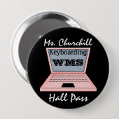 Teacher Hall Pass Ronde Button 4,0 Cm (Voorkant /achterkant)