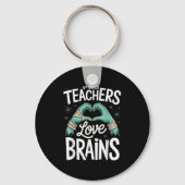 Teacher Halloween S 4th Grade Teachers Love Brains Sleutelhanger (Voorkant)