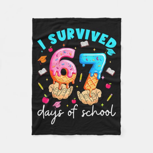 Teacher I Survived 67 Days Of School Funny Meme Ba Fleece Deken (Voorkant)