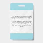 Teacher ID Card Name School Template Photo Badge (Arrière)