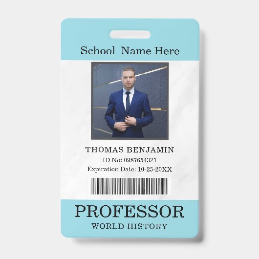Teacher ID Card Name School Template Photo Badge (Avant)