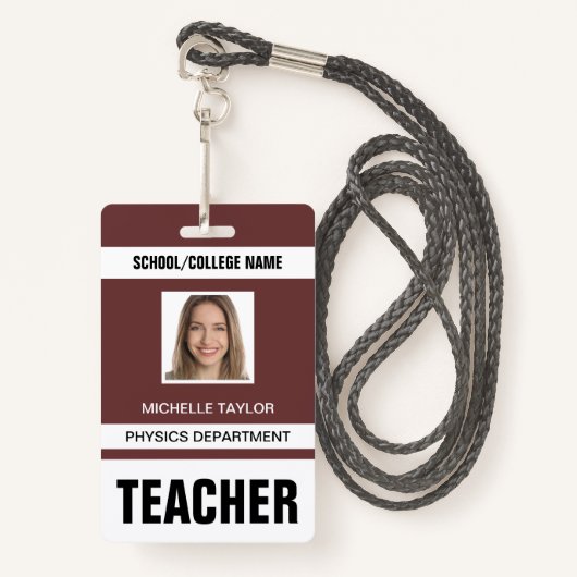Teacher ID Kaart Badge (Voorkant met draagriem)