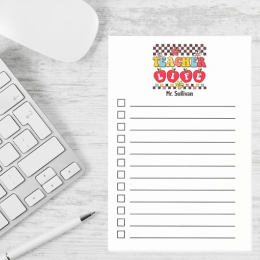 Teacher Life check list bekleed gepersonaliseerde Post-it® Notes