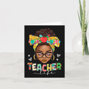 Teacher Life Messy Bun Afro-Amerikaanse Byck Kaart