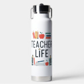 Teacher Life Modern Typography Design Waterfles (Voorkant)