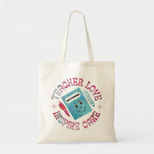 Teacher Love Inspire Care Cute Fun Sac fourre-tout (Devant)