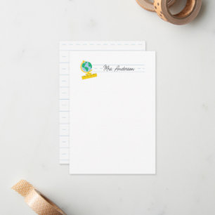 Teacher Note Cards Stationery Schattige Wereldbol Notitiekaartje