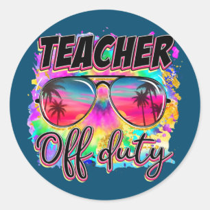 Teacher Off Duty Summer Glasses Beach vakantion Ronde Sticker