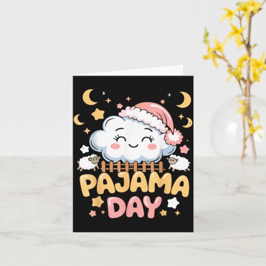 Teacher Pajama Day Shirt, Funny Cloud Sleever Scho Kaart (Gele Bloem)