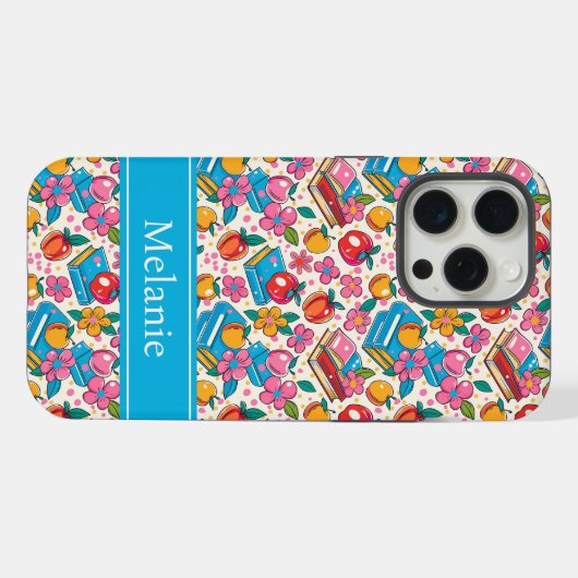 Teacher Pattern Phone Case with Custom Name (Verso Horizontal)