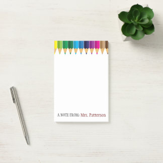 Teacher Personalized Color Pencil Post It Notes