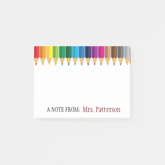 Teacher Personalized Color Pencil Post It Notes (Voorkant)