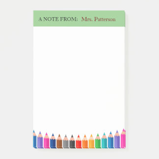 Teacher Personalized Color Pencil Post It Notes