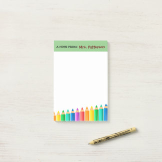 Teacher Personalized Color Pencil Post It Notes