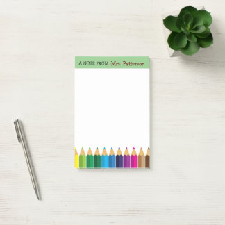 Teacher Personalized Color Pencil Post It Notes