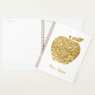 Teacher personnalisé Gold Faux Sequin Apple
